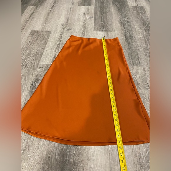 New Rachel Zoe Orange Satin Slip Skirt Size 8 - Picture 7 of 10